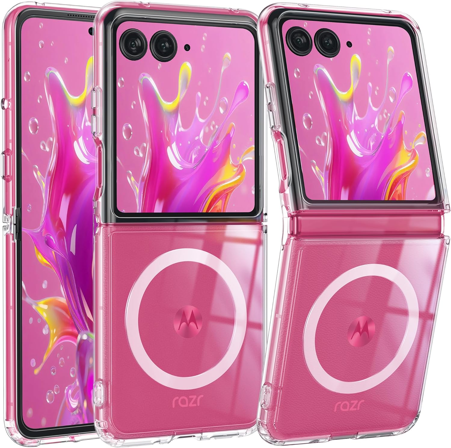 FNTCASE for Motorola Razr-Ultra-2025 Magnetic Case: Lightweight Military Grade Drop Protection Anti Yellowing Cell Phone Cover Flexible Durable Rugged Shockproof TPU Crystal (Clear)