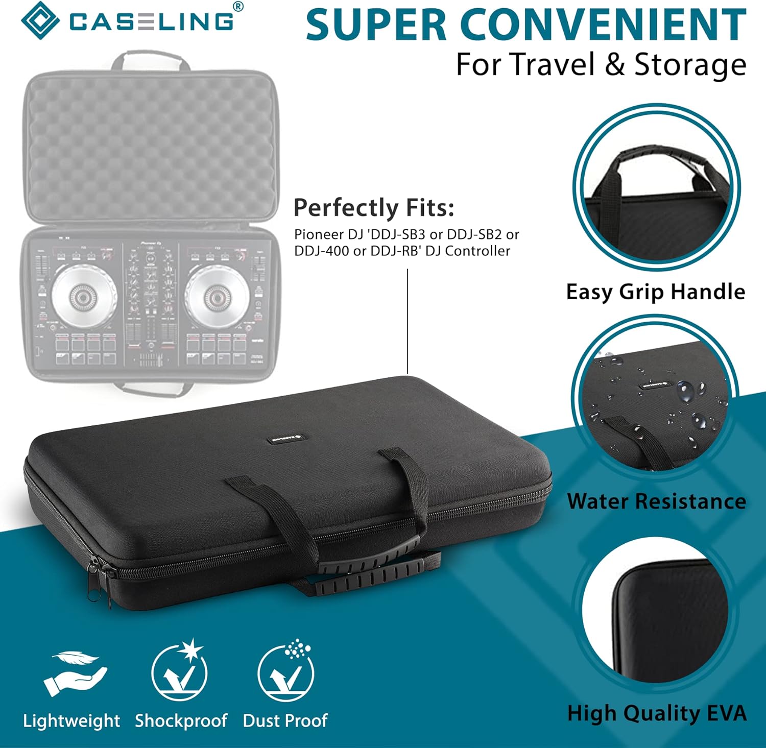 caseling Hard CASE fits: Pioneer DJ DDJ-FLX4 2-deck Rekordbox and Serato DJ Controller.