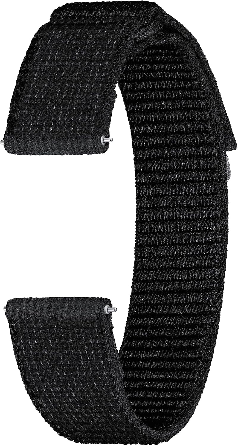 Samsung Galaxy Watch 6, 5, 4 Series Fabric Band, Wide, Nylon, Reflective Smartwatch Replacement Strap for Men and Women, One Click Attachment, Medium/Large, ET-SVR94LBEGUJ, Black