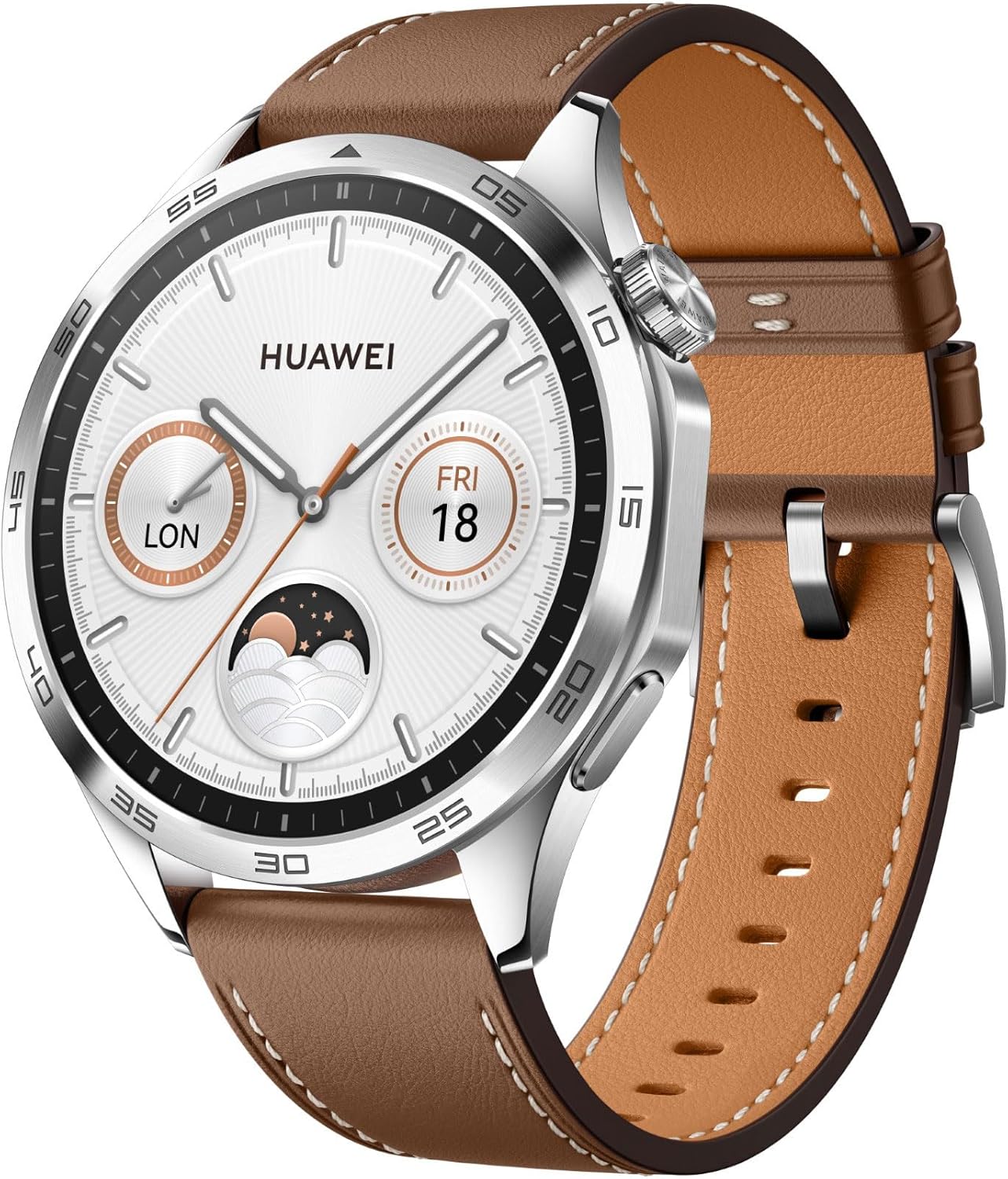 HUAWEI Watch GT 4 B19L 46mm Bluetooth Smartwatch 1.43″ AMOLED Screen Leather Strap – Brown