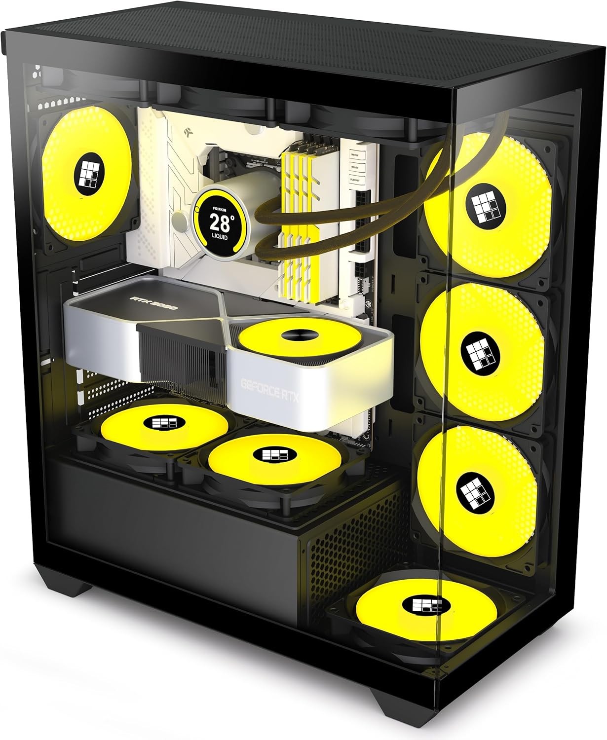 F3 PC Case – Pre-Installed 3 PWM ARGB Fan, ATX Mid-Tower Gaming PC Case, with Type-C, FOIFKIN (Black, F3)