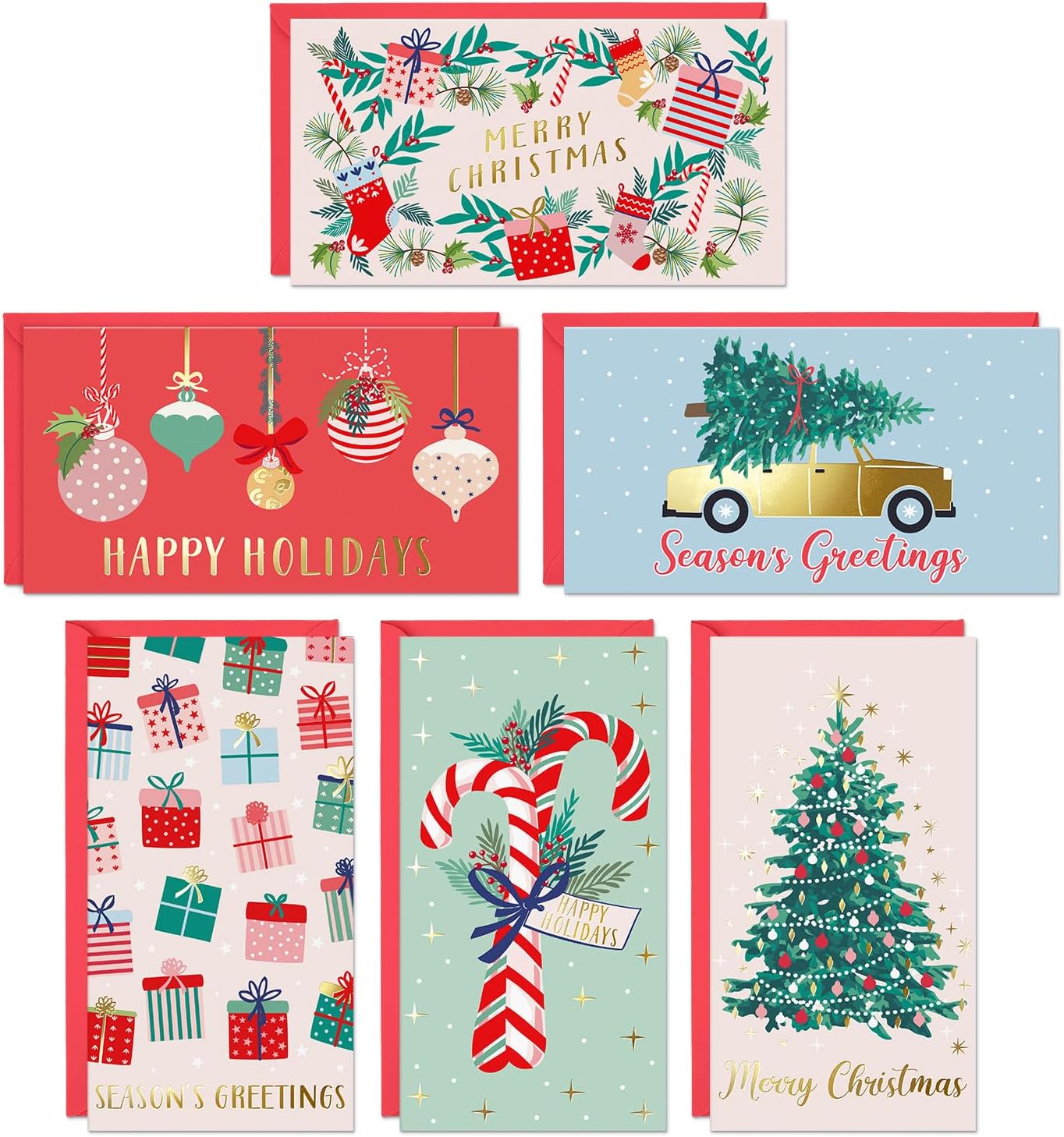 Sweetzer & Orange Christmas Money Cards with Envelopes for Teens and Adults. 24 Christmas Decor Sheets- 300gsm Greeting Cards With (120gsm) Envelopes, Xmas Gift Card Holder.