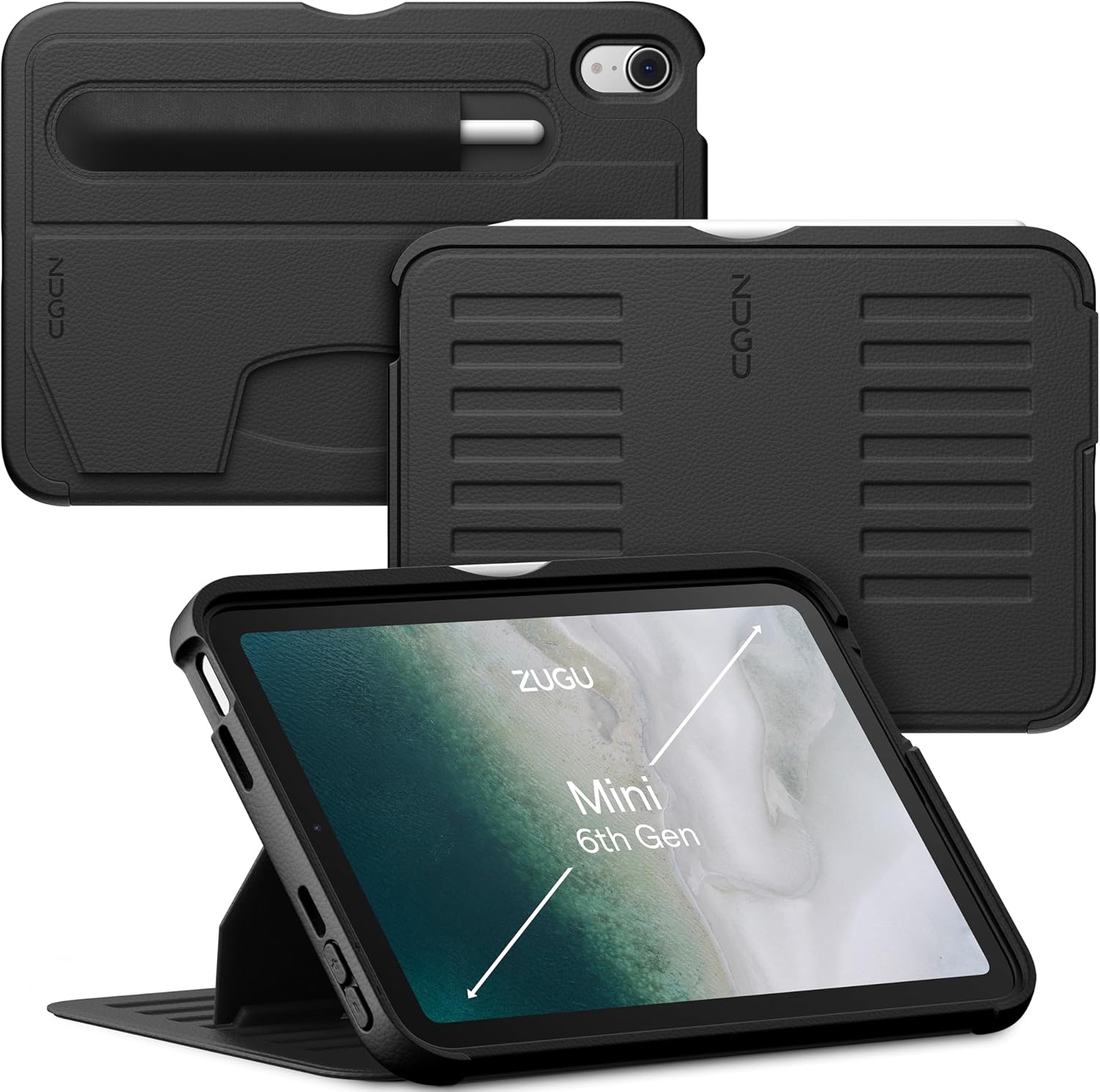 Zugu Case for 2024 iPad mini 7 & 2021 iPad mini 6, Slim Protective Case, Apple Pencil Pocket, 5 ft. Drop Protection, Secure 7 Angle Magnetic Stand, Sleep/Wake Cover (A17 Pro, A2567, A2568, A2569)