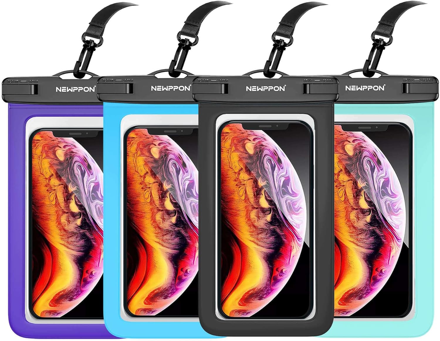 Waterproof Cell Phone Pouch : 4 Pack Float Clear Cell Holder Protector with Lanyard – Universal Floatable Water Proof Dry Bag for iPhone Samsung Galaxy for Beach Swimming Pool