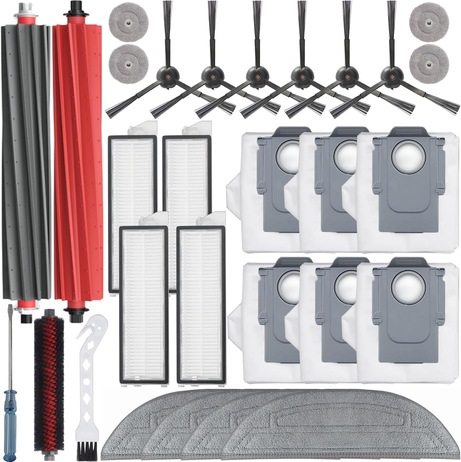 27Pcs Accessories Kit,Compatible with Roborock S8 MaxV Ultra Robot Vacuum,1 Mop Clean Brush,2 Roller Brush,4 Small Mop,4 Mop Pads,4 Hepa Filters,6 Side Brush,6 Vacuum Bags,S8 Max Parts