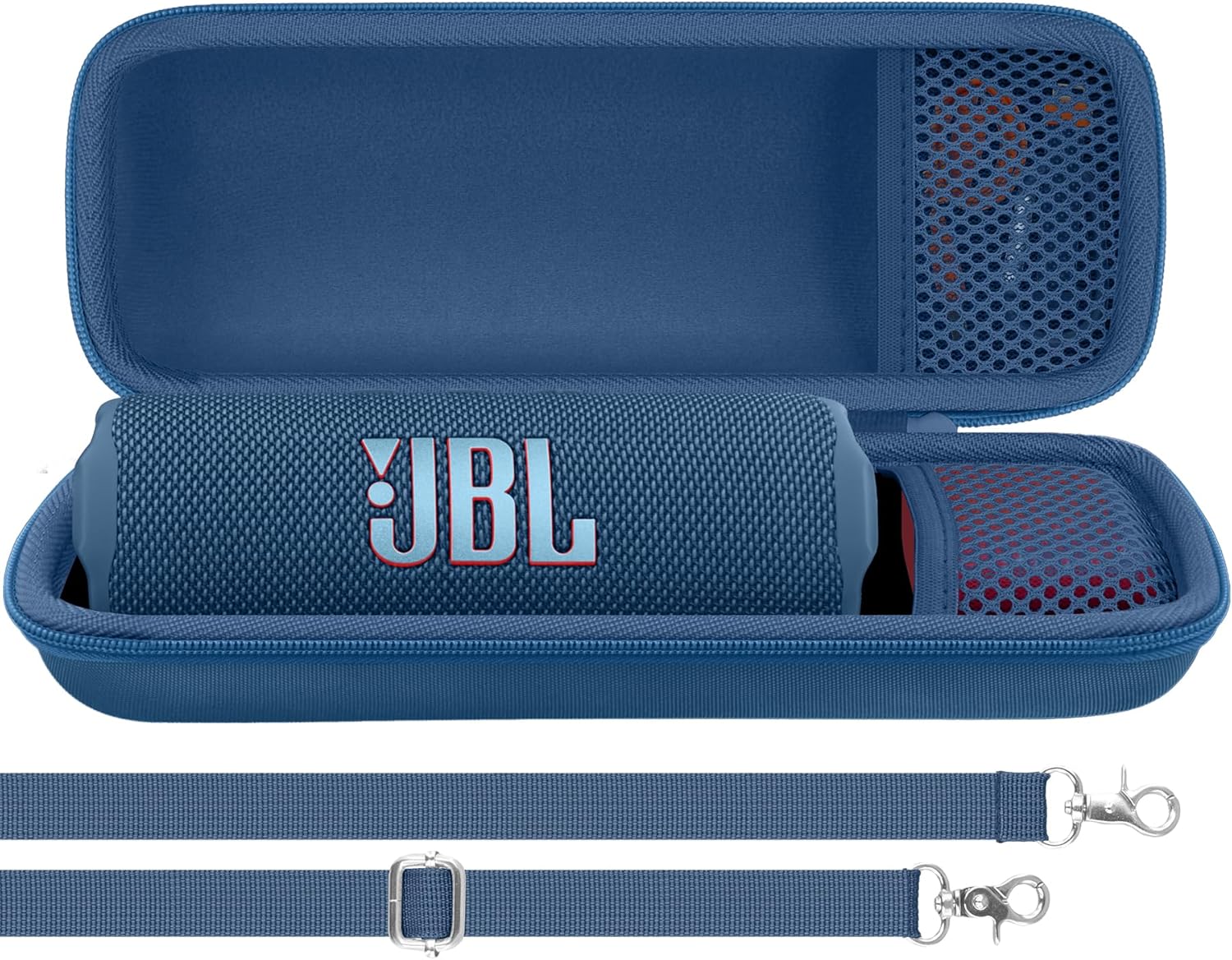 Aenllosi for JBL Flip 7/ Flip 6/ Flip 5 Protable Bluetooth Speaker Hard Case with Adjustable Shoulder Strap, Blue (Case Only)