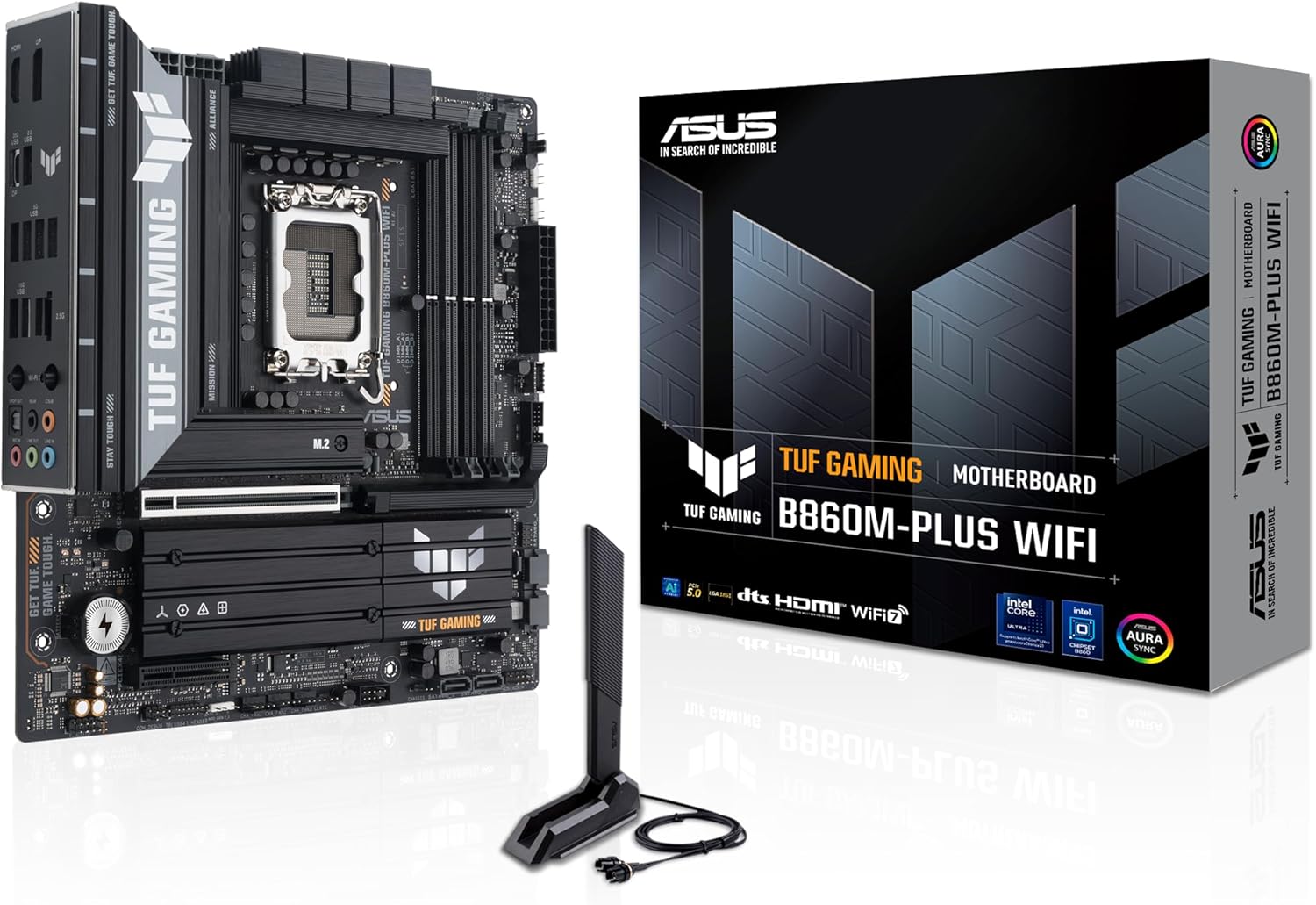 ASUS TUF Gaming B860M-PLUS WiFi B860 LGA 1851 mATX Motherboard, Intel® Core Ultra Series 2 Ready, AI PC, 12+1+2+1 80A Stages, DDR5,PCIe 5.0, 3X M.2, Wi-Fi 7, 2.5G LAN, HDMI, USB 20Gbps Type-C®