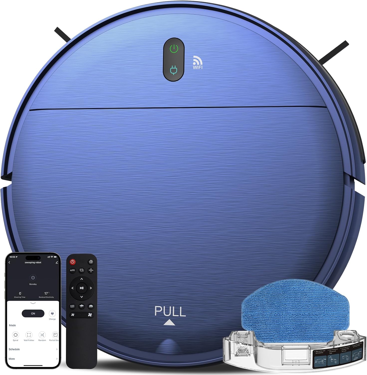 ZCWA Robot Vacuum and Mop Combo, 2 in 1 Mopping Robotic Vacuum with WiFi/App, Robotic Vacuum Cleaner, Schedule Settings, Self-Charging, Ideal for Hard Floor, Pet Hair and Low Pile Carpet