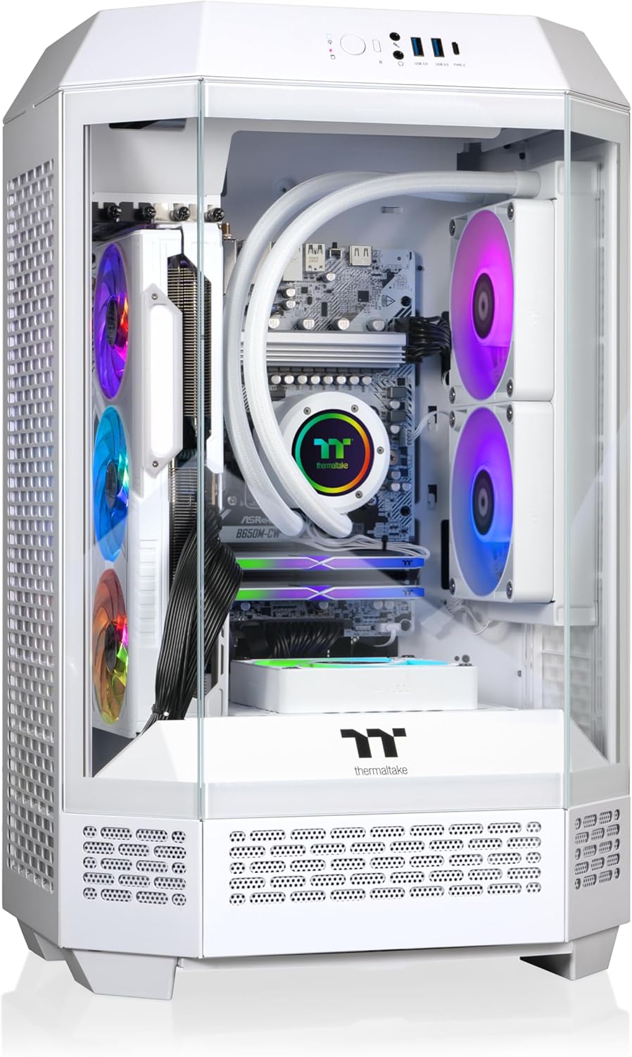 Thermaltake LCGS Reactor 7897XS Gaming Desktop (AMD Ryzen 7 7800X3D, 32GB 5600MT/s DDR5 RGB Memory, AMD Radeon RX 9070 XT, 2TB NVMe M.2, WiFi, Windows 11) T3WT-B650-97X-LCS