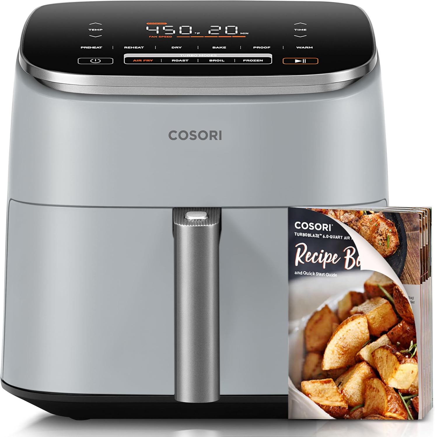COSORI Air Fryer 9-in-1, Compact but Large 6 Qt, 5 Fast Fan Speeds with 450F for Ultra Crsipy, 95% Less Oil, 100+ In-App Recipes, Roast, Bake, Dehydrate, Reheat, Broil, Proof, Ceramic