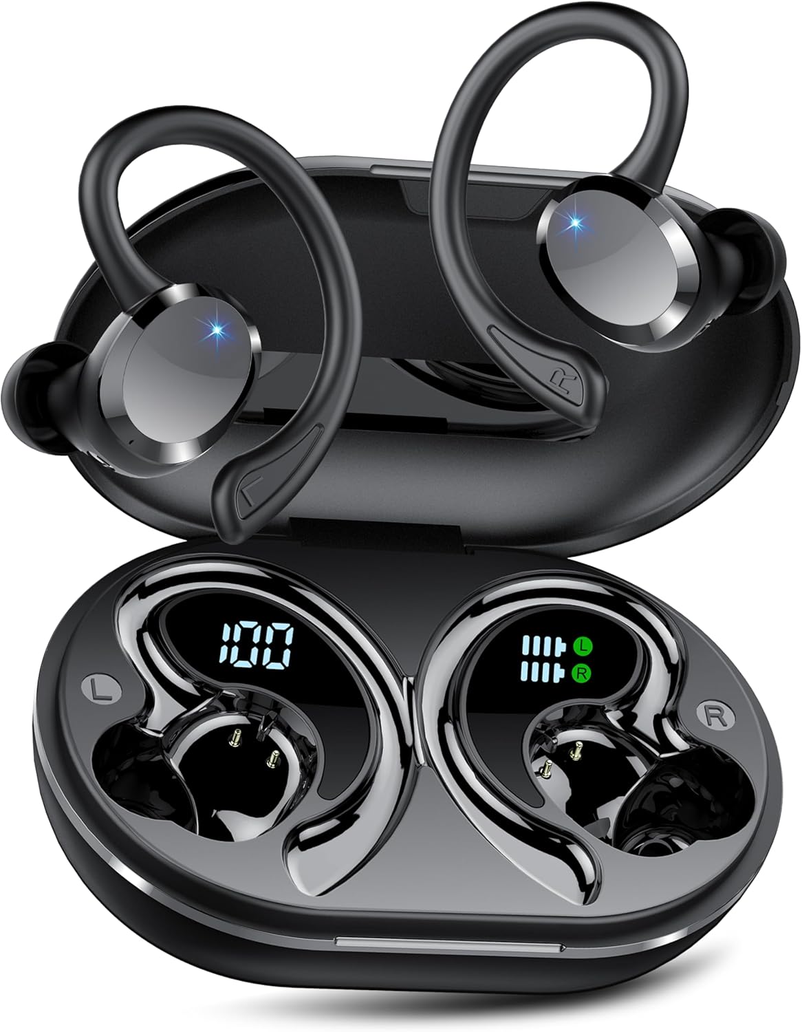 Wireless Earbuds, 2025 Bluetooth 5.4 Headphones HiFi Stereo, Bluetooth Earbuds with ENC Noise Cancelling Mic, IP7 Waterproof in Ear Earphones, 68H Dual LED Display Ear Buds for Workout Sports