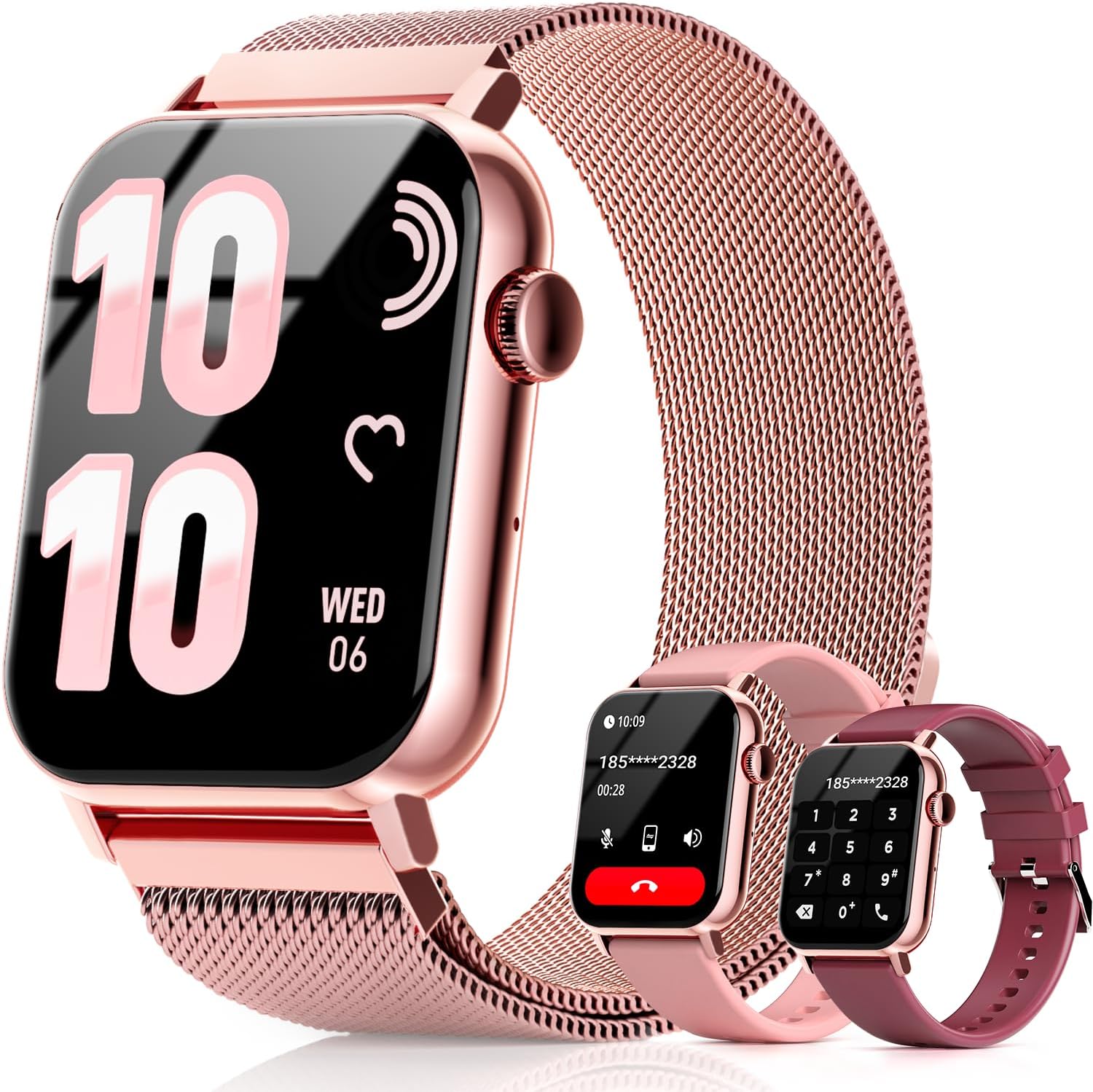 Smart Watches for Women, 1.83″ HD Fitness Tracker (Answer/Make Calls), 120+ Sport Modes with Heart Rate/Sleep Monitor, IP68 Waterproof, Fitness Watch for iOS Android, Rose Gold