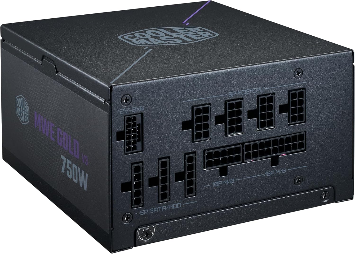 Cooler Master MWE Gold 750 V3 ATX 3.1 Full Modular PSU, 750W, 80+ Gold Efficiency, 90° 12VHPWR|450W PCIe 5.1, GPU Support RTX 4080, Zero-RPM Mode, Hexagonal Fan Cover, 10-Year