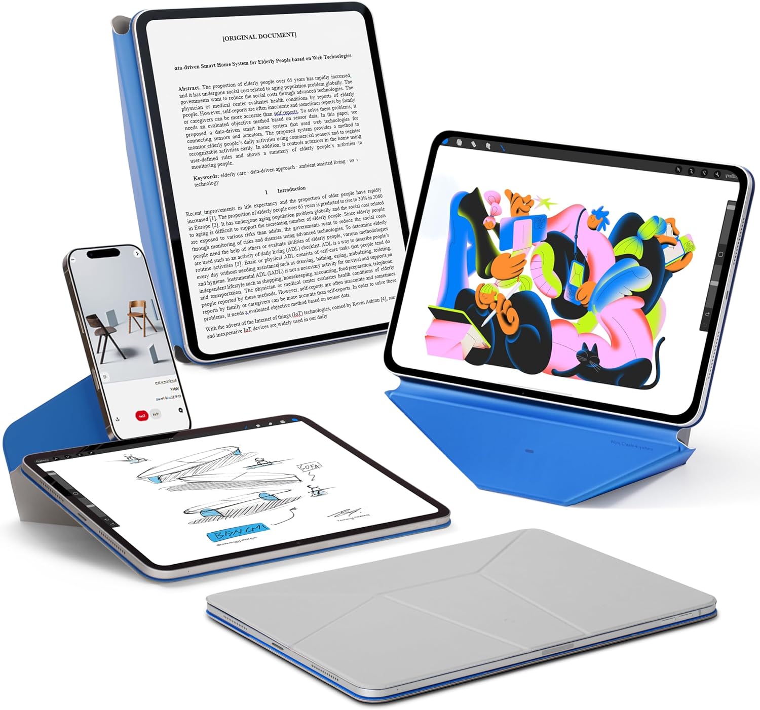 MOFT Dynamic Folio Case for iPad A16 11th Generation 11 Inch 2025/ iPad 10th Generation 10.9 Inch 2022, Silm Magnetic Stand Case with 20+ Viewing Angles, Auto Wake/Sleep, Cement x Sapphire