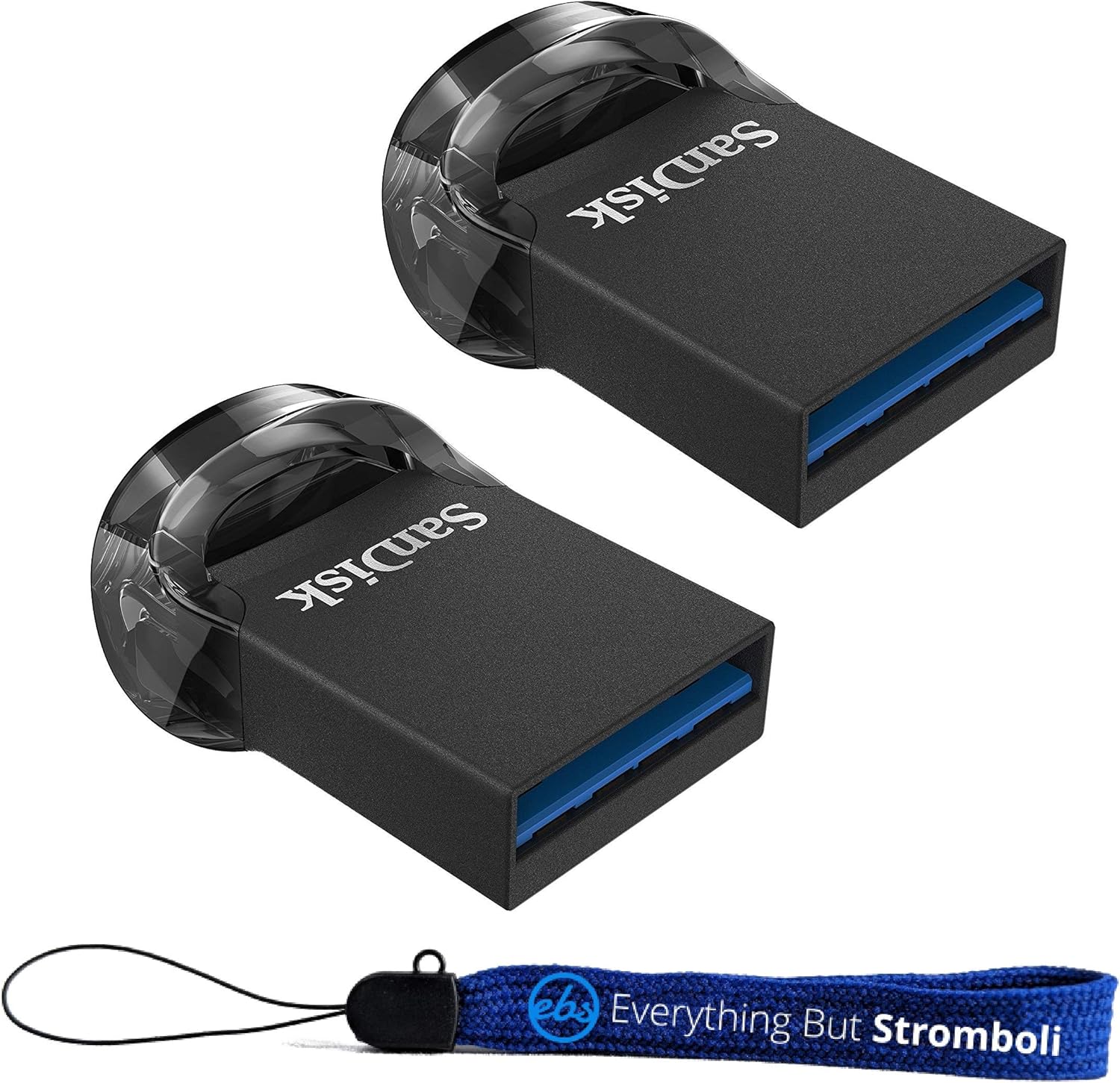 SanDisk 128GB Ultra Fit USB 3.1 Low-Profile Flash Drive (2 Pack Bundle) SDCZ430-128G-G46 128G Pen Drive – with (1) Everything But Stromboli (TM) Lanyard